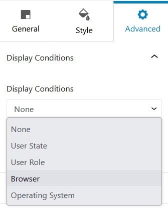 Spectra Display Conditions with Browser selected