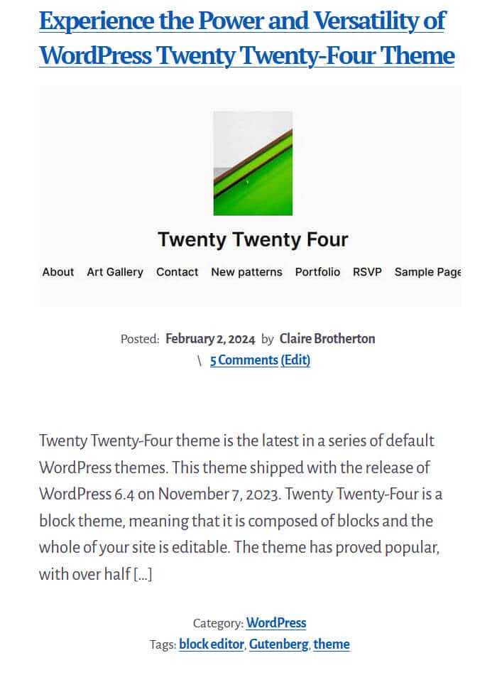 A blog post excerpt without a Continue Reading link