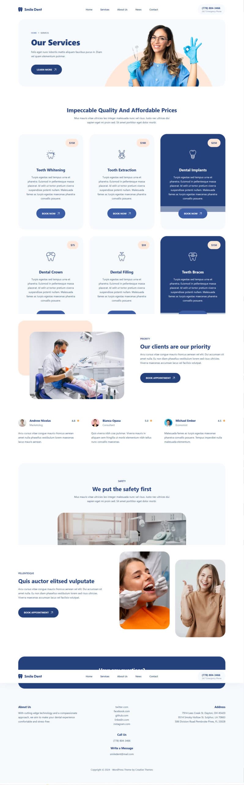 Blocksy Dental Services page