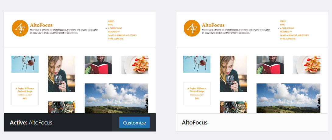 Dual instances of the AltoFocus theme