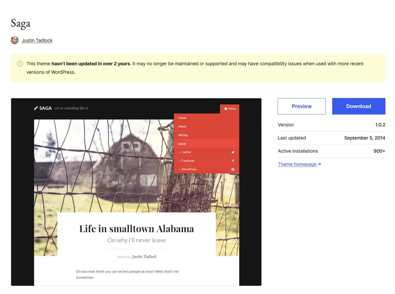 Saga theme on WordPress.org