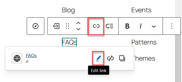 How to select and edit a link