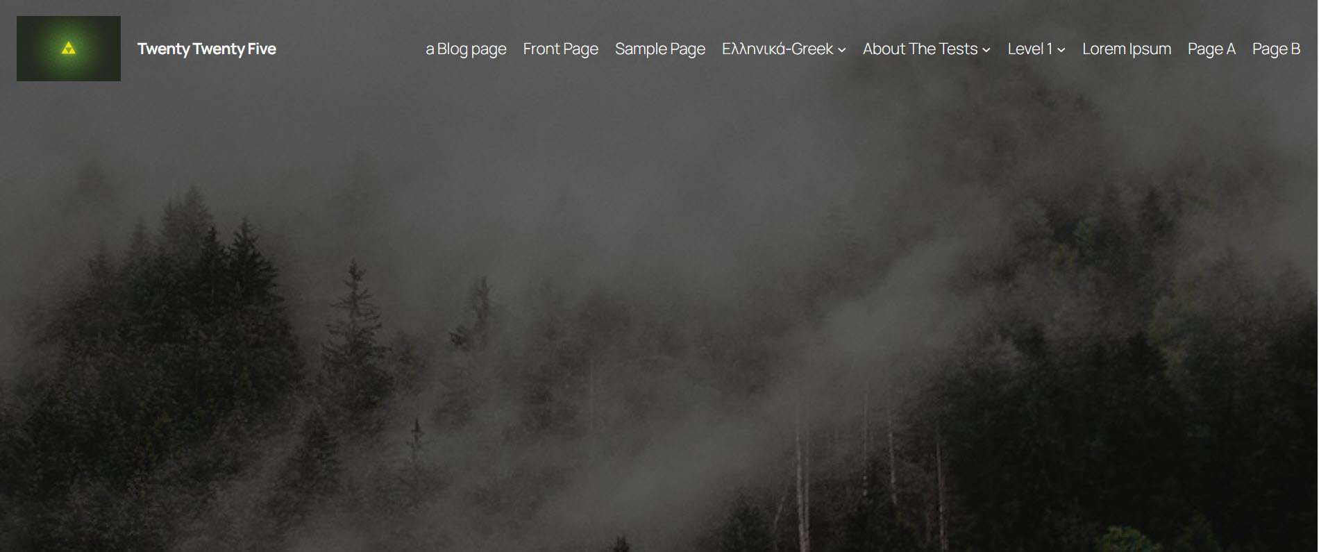 Twenty Twenty-Five Header inside full-width background image