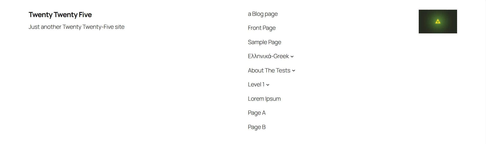 Twenty Twenty-Five Header with columns