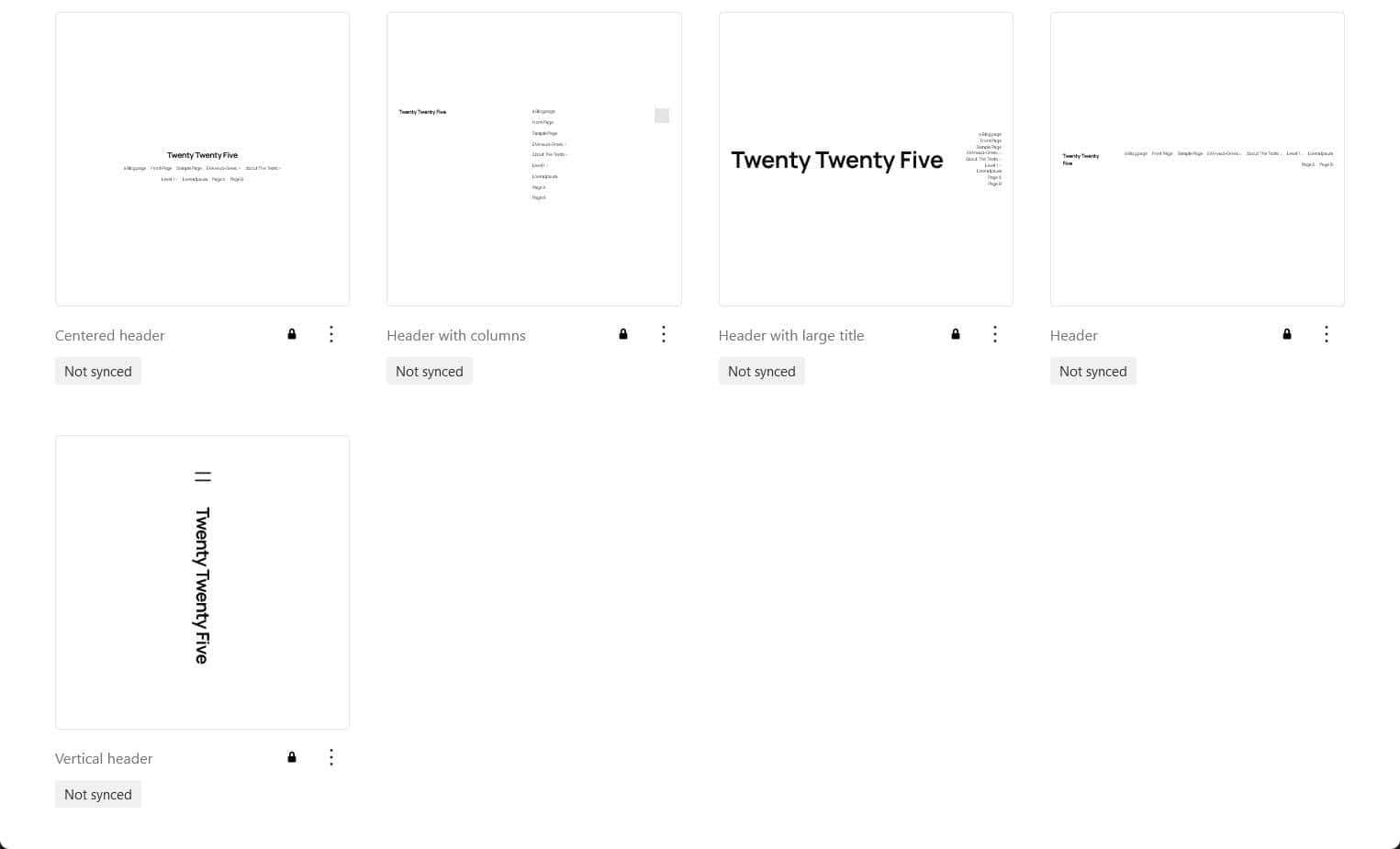 Twenty Twenty-Five Headers patterns
