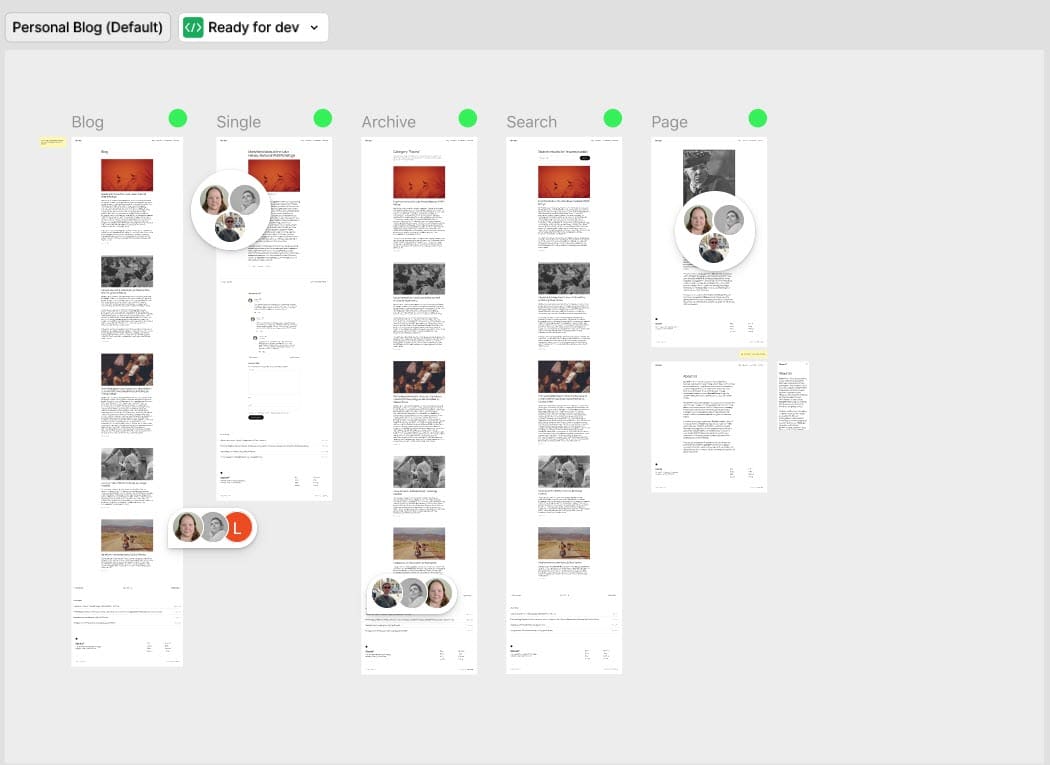 Twenty Twenty-Five Personal Blog designs on Figma