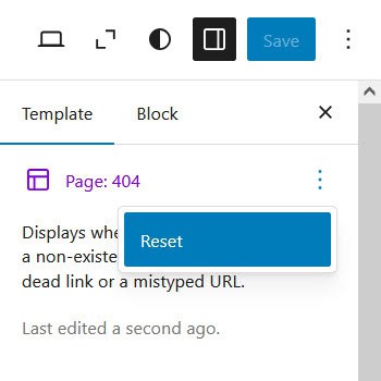 Resetting a template in the template editor