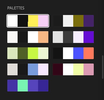 The nine Twenty Twenty-Five palettes