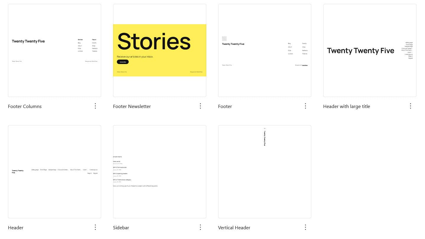 Twenty Twenty-Five template parts