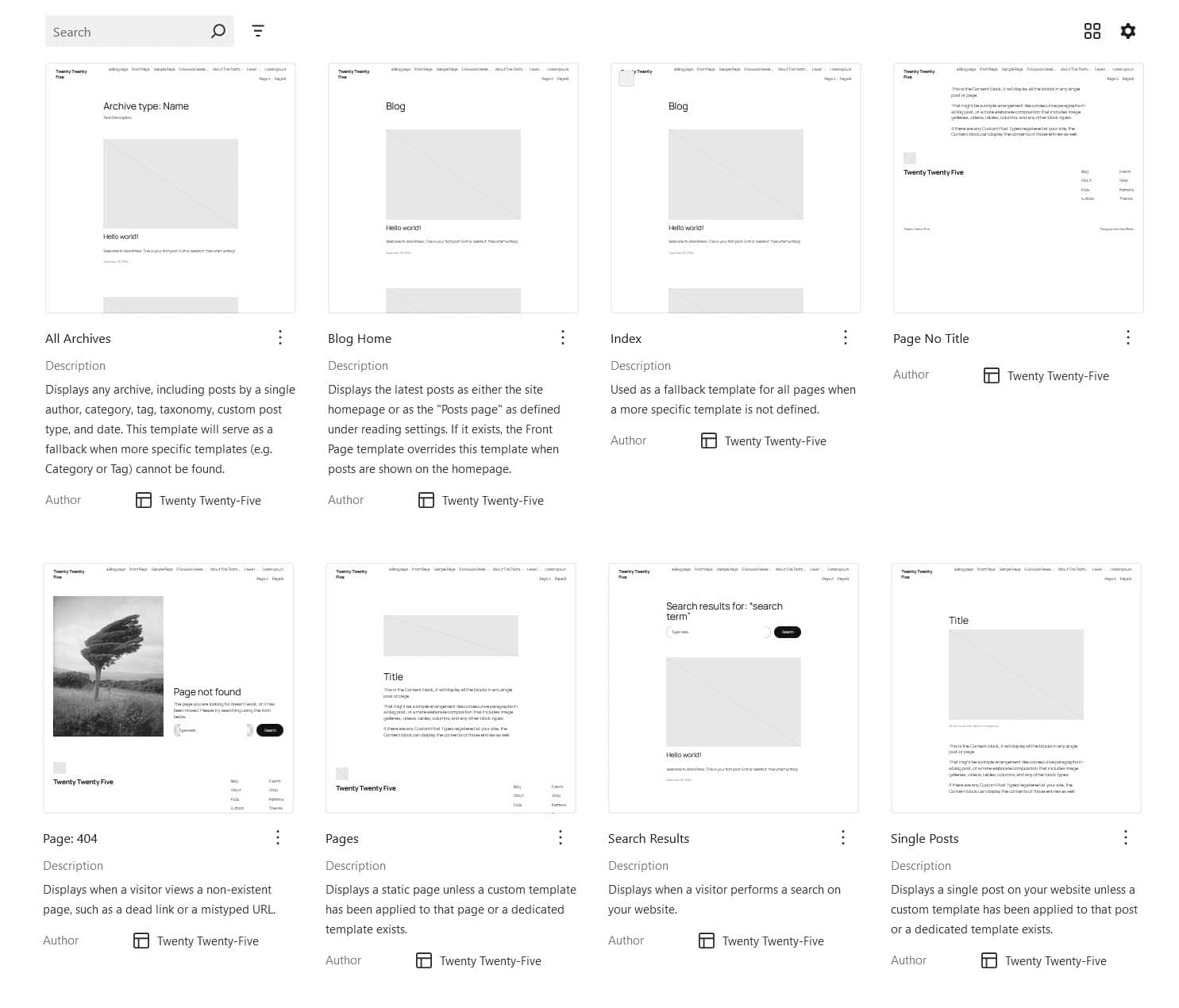 Twenty Twenty-Five theme templates