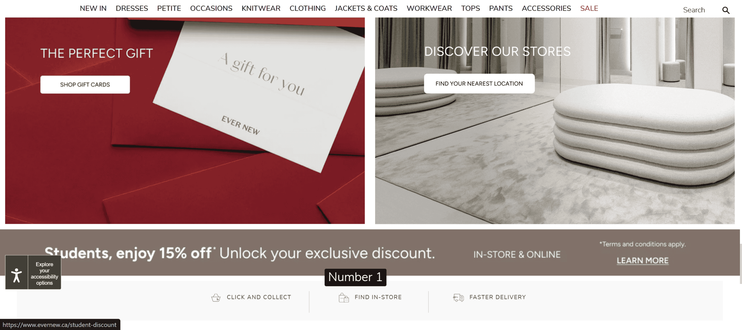 The Evernew website banner should have alt text of "Students, enjoy 15% off. Unlock your exclusive discount."