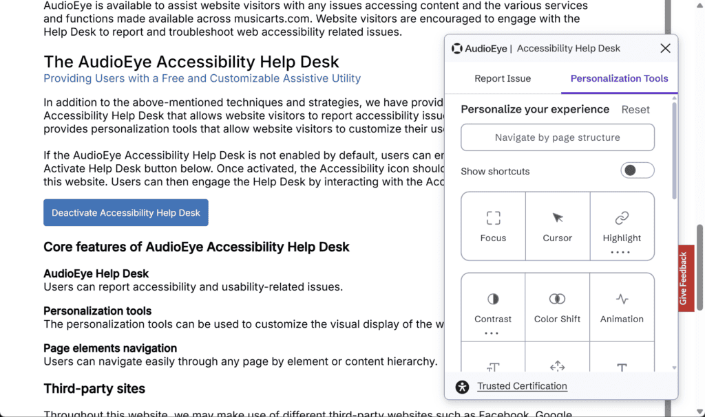 AudioEye Personalization Tools revealed