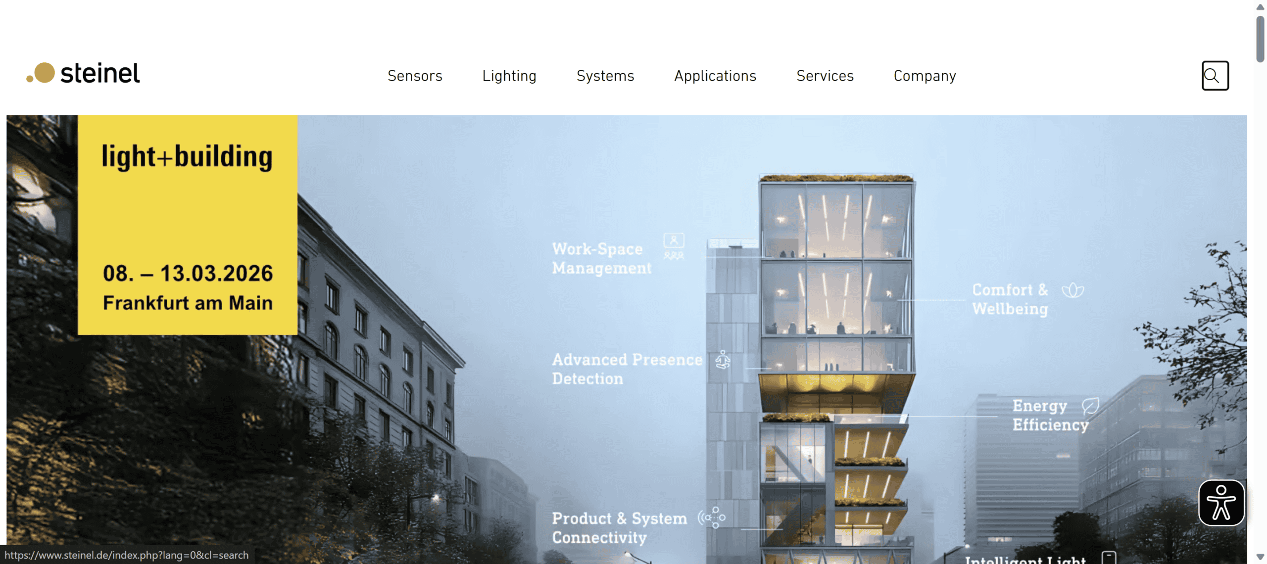 Steinel.de site with focus on search
