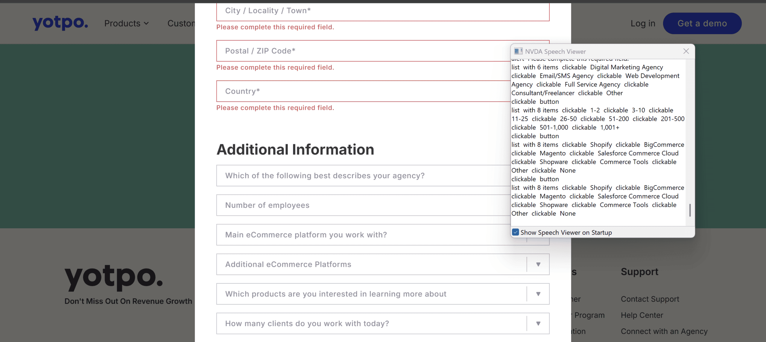 Form that gives the options for a select element but no label